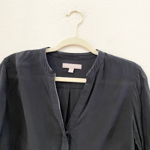 Banana Republic Silk Black Long Sleeve V-Neck Tunic Shirt Size S - Picture 3 of 11